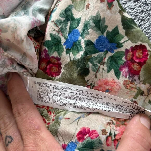 Zara Women Top Small Babydoll Romantic Floral Cropped Button Up Satiny Y2K 18126 - Picture 6 of 7